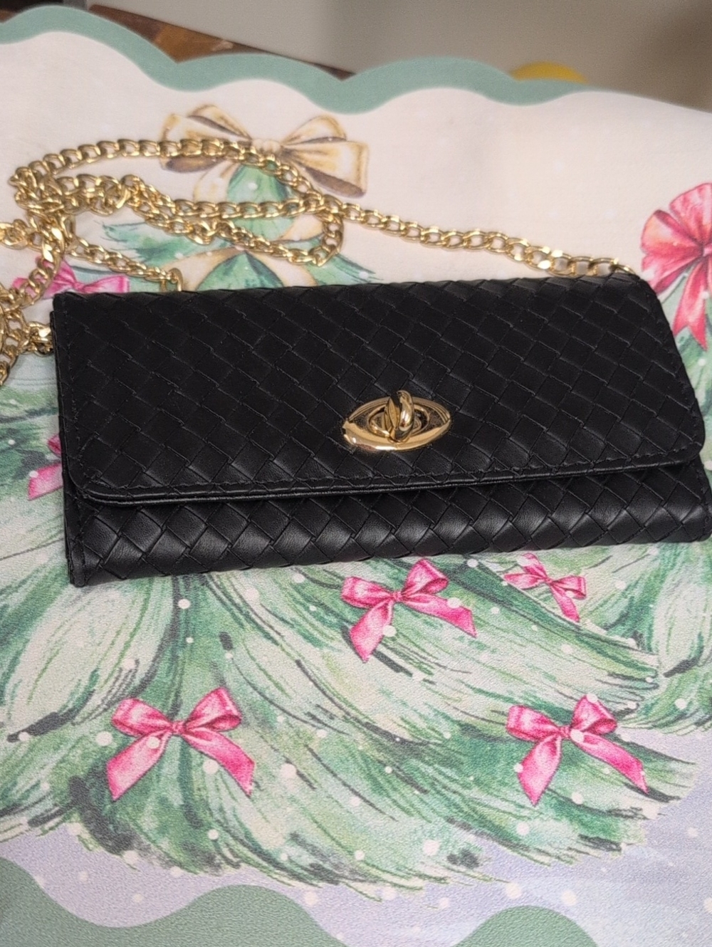 Crossbody Bag Clutch Purse Wallet W Gold Chain